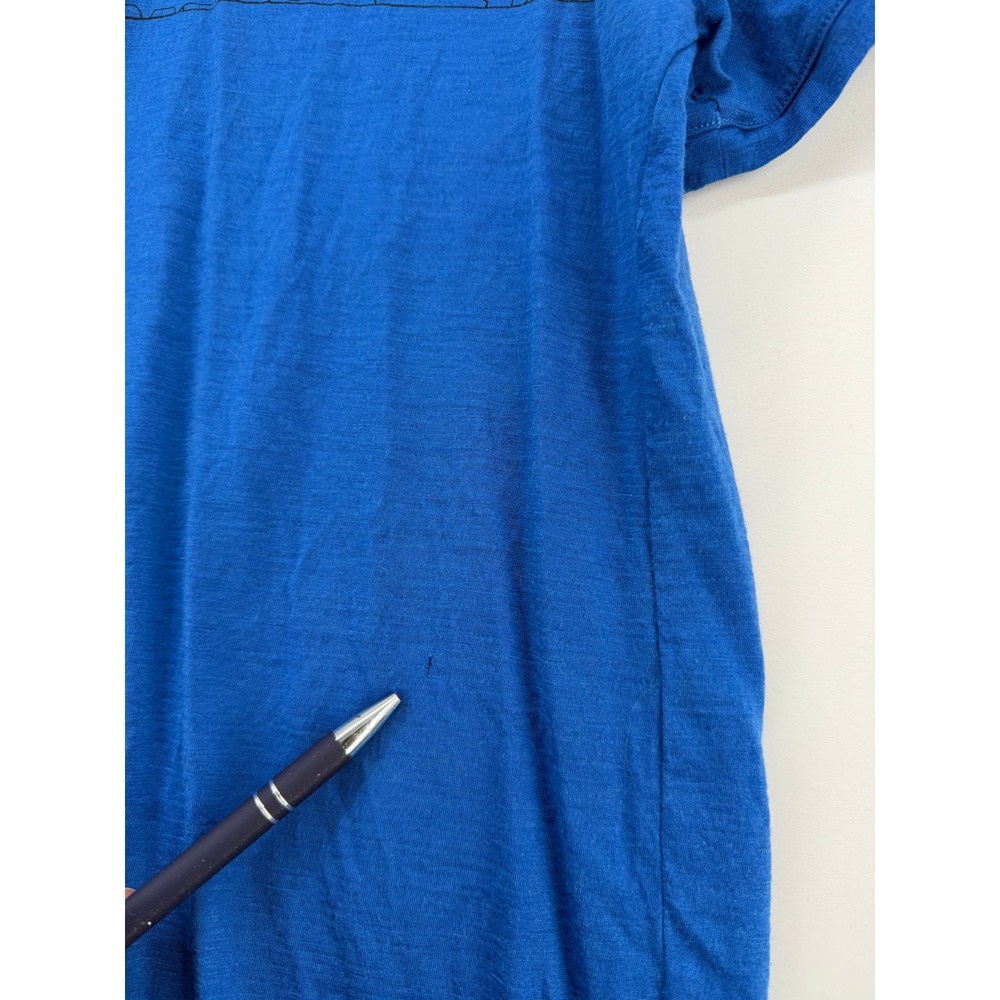 Icebreaker Mens Merino Wool Graphic T-Shirt Blue Fish Print Short Sleeve L - Picture 6 of 10